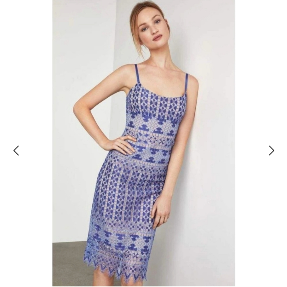 BCBG MaxAzria Alese Geometric Lace Midi Dress, Sz 8